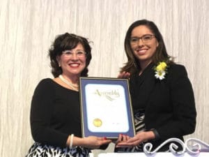 Samantha Marquez represented Assemblyman Ian Calderon's office with a Certificate of Recognition